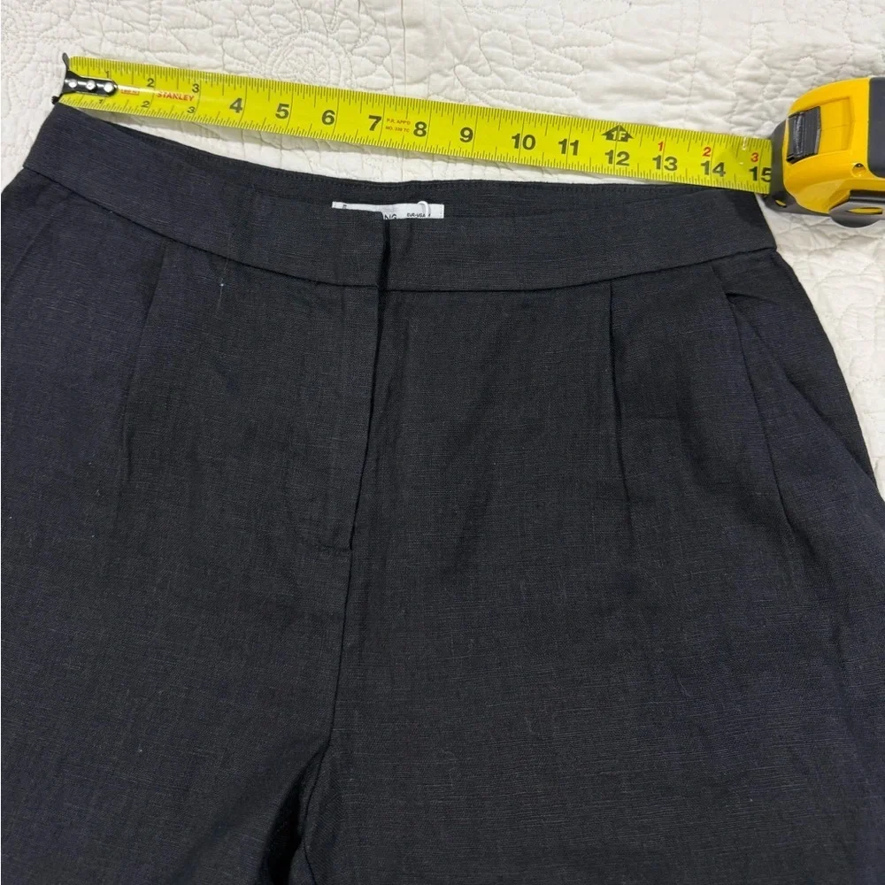 MNG by Mango Black Women's Trousers Black Size M 100% Linen
